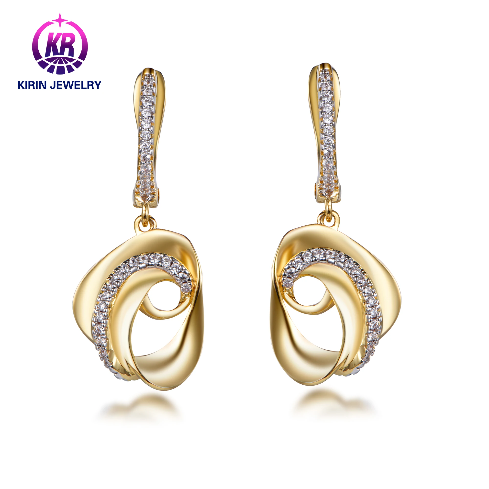 Серьги-кольца из драгоценных камней 14 карат и 18