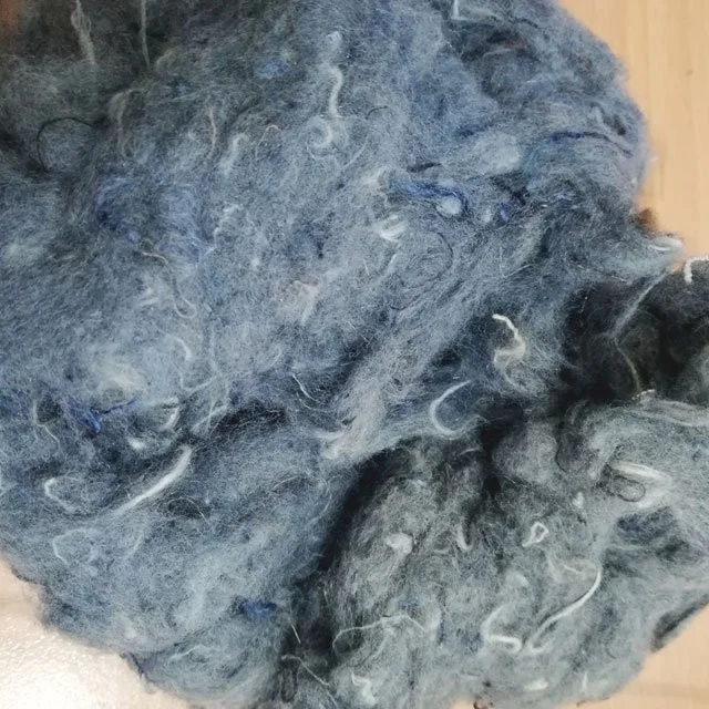 100 cotton shoddy denim fiber - recycling denim waste blue jean process from fabric to fiber  _  Ms. Min
