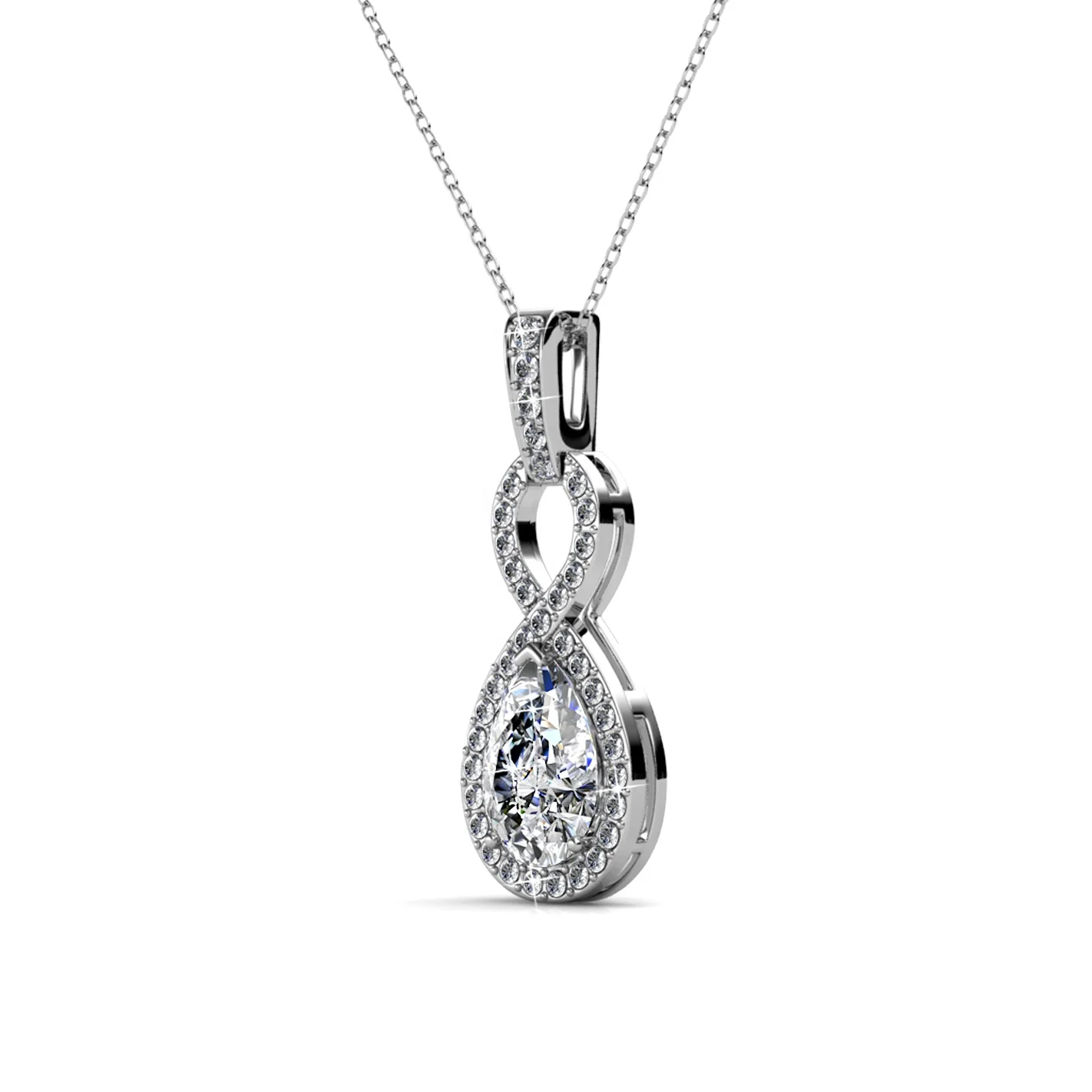 Sterling Silver Premium Austrian Crystal Jewelry Design For Women Big Teardrop Stone Pendant Necklace Destiny Jewellery