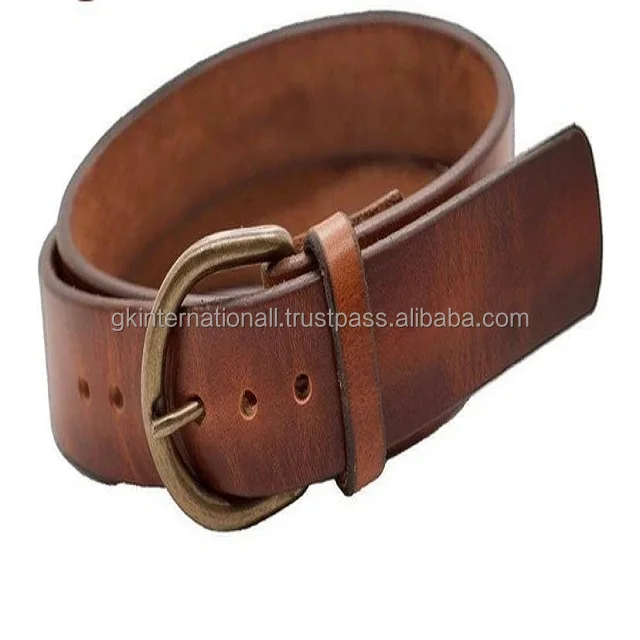 Custom Vintage Luxury Top Grain Real Genuine Cow Cowhide Pure Leather Casual  Belt for Men Jeans with heavy metal buckle