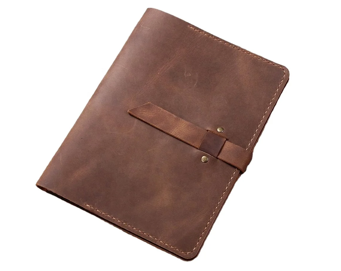 Full Grain Genuine Leather Portfolio, A4 Notepad Holder, Document Holder Leather Folder For Travel Document Holder