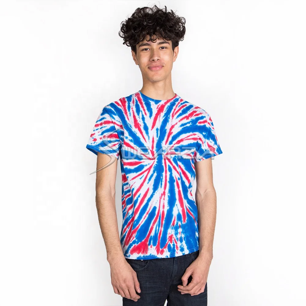 Three Colors Men Tie Dye Tee Custom 100 % Cotton Tie Dye shirt Sustainable tie-dye organic cotton tee