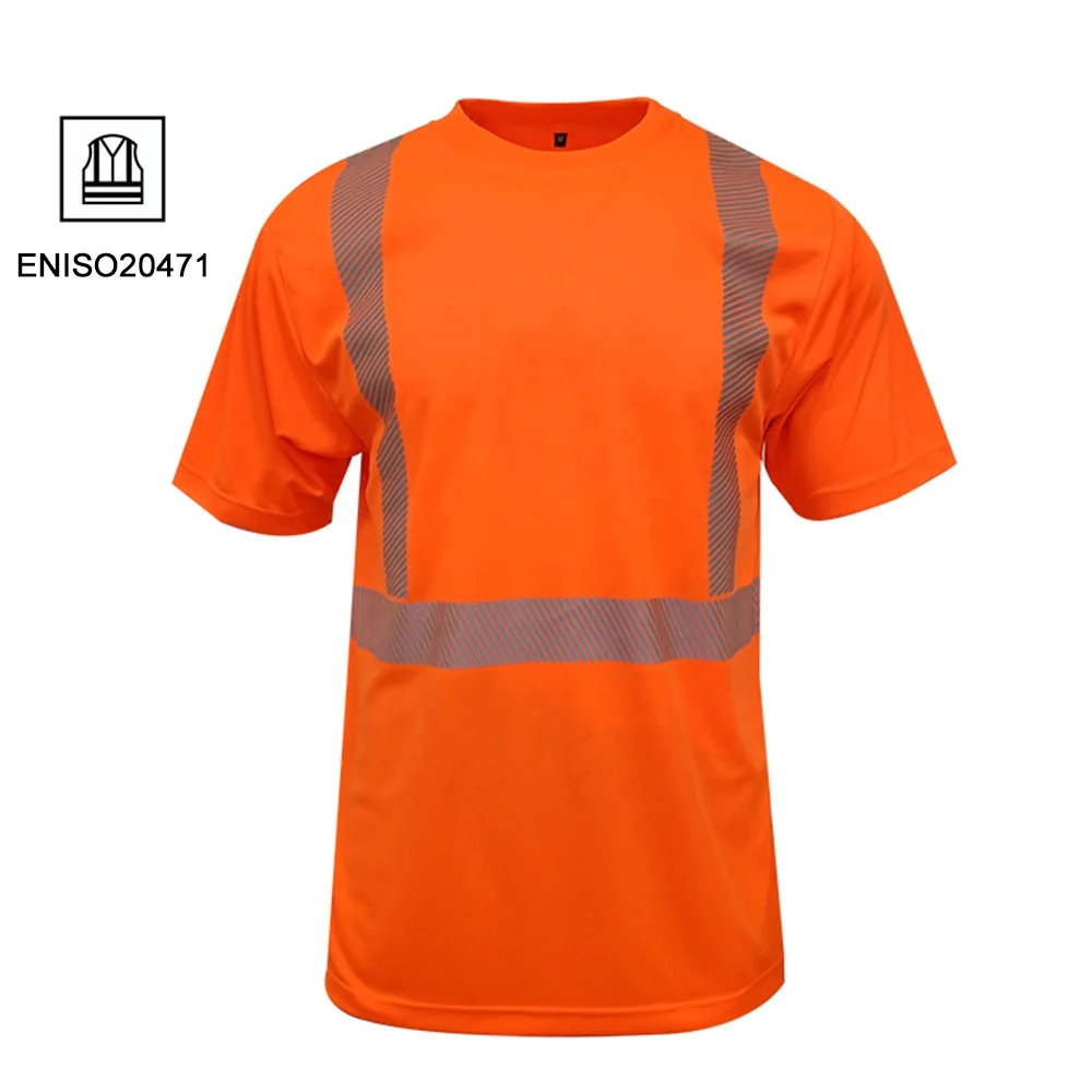 Изготовленная на заказ футболка hivis оптом полосатая светоотражающая лента с коротким рукавом