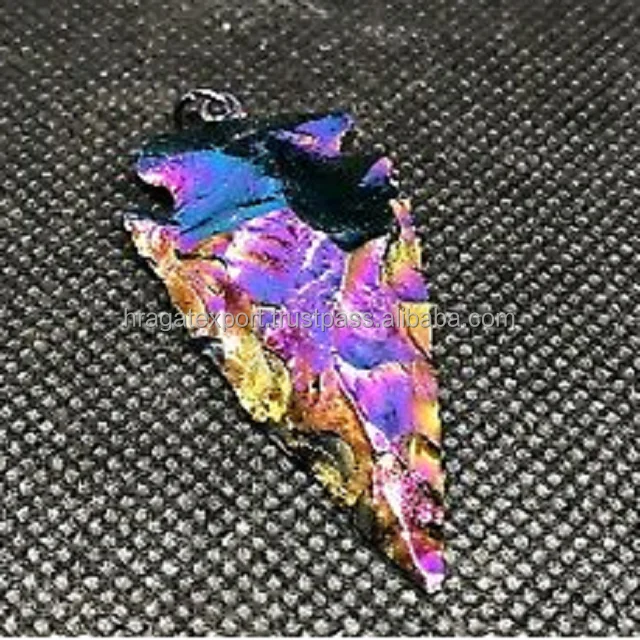 wholesale natural high quality crystals black obsidian titanium aura healing agate handmade arrowheads for sale