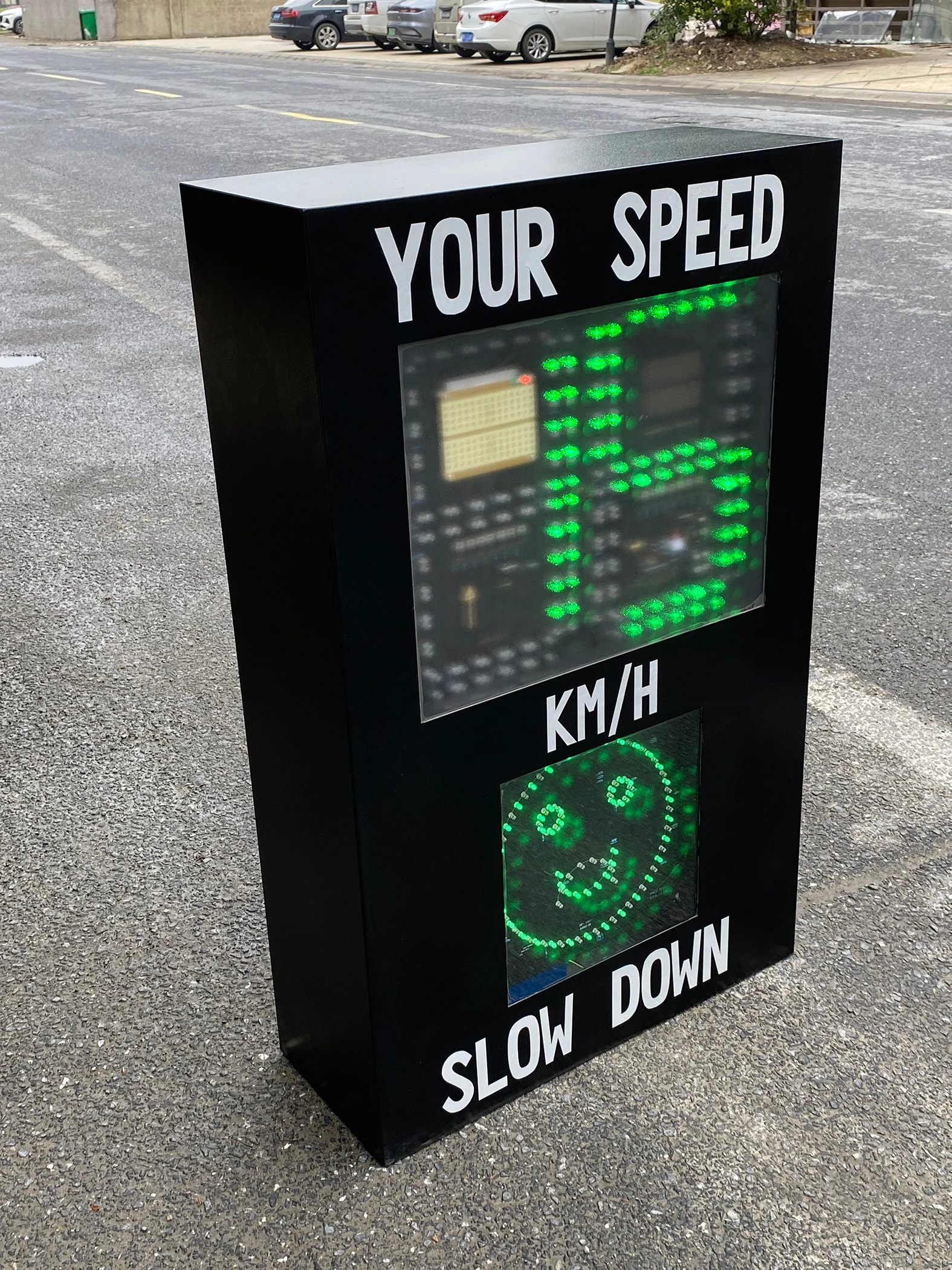 Csp6 LED Solar Speed Detector Radar Traffic Sign Radar  LED Speed Limit Signs  Crying Face Warning Sign Support Customization