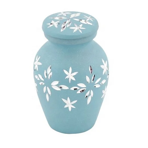 Diamond Cut Blue Keepsake Urn for Human Ashes in American Style Long Time Used Ashes Urns in Different Size