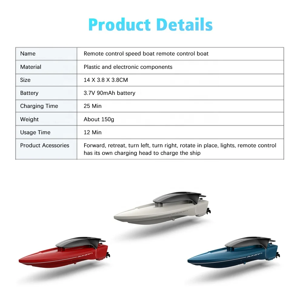 
Hot selling New 2.4G Mini Remote Control High Speed Boat RC Racing Boat RC Toys 