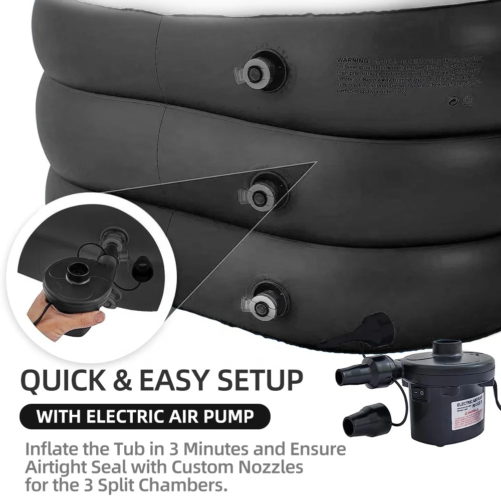 Custom Wholesale PVC Sponge Inflatable Folding Portable Bathtub For Adults With Electric Air Pump Inflatable Bathtub