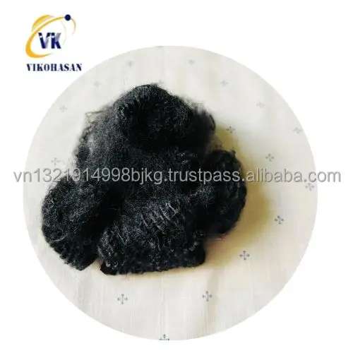 Recycled fiber from PET scrap Lowest price of Solid Dry black grey fiber good for carpets cushion mattress geotextile fabric