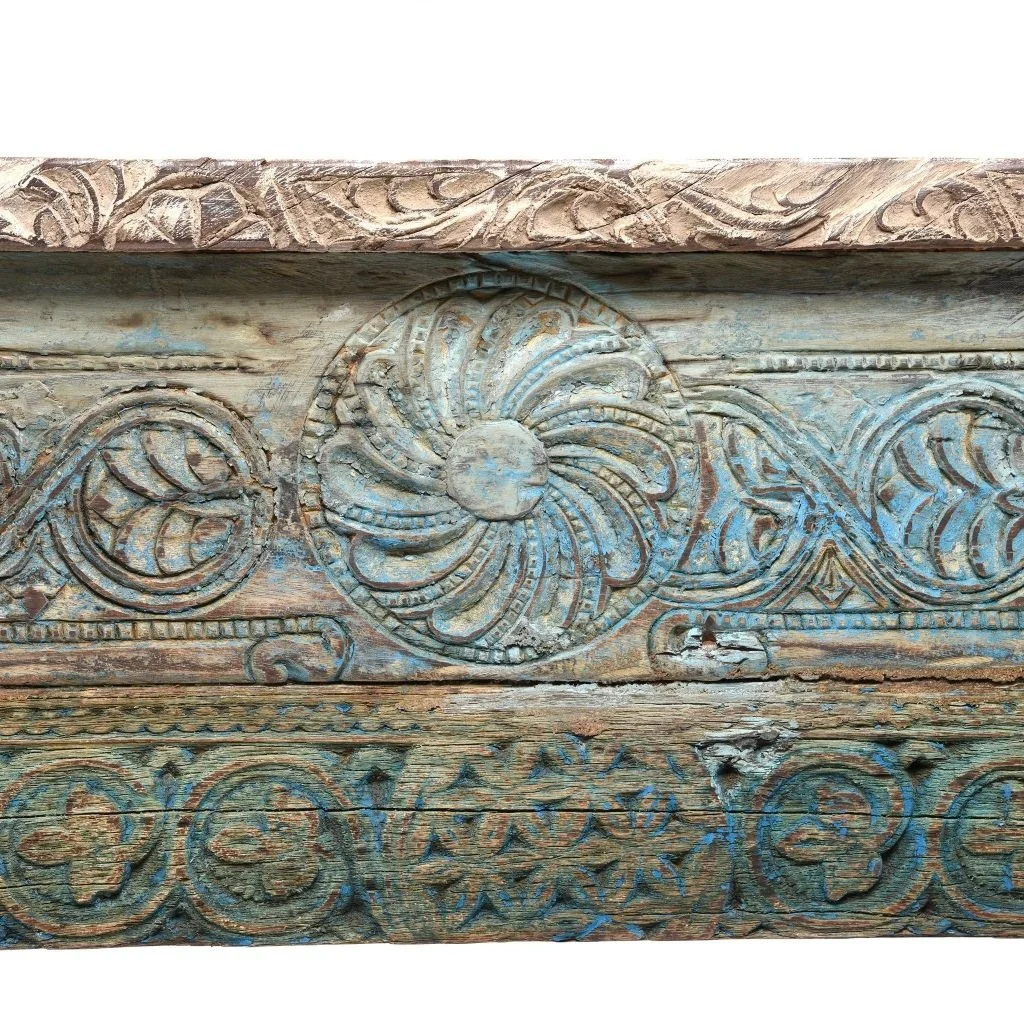 Antique Rustic Indian Carved Wooden Console Table Vintage Distress Finish Reclaim Wood Wall Corner Table Jodhpur Hallway Table