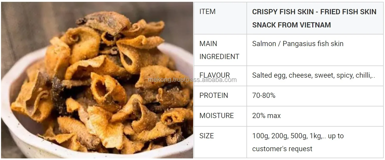 Hot Sale Spicy Deep Fried Crispy Salted Egg Salmon Fish Skin Snack For Kids Snack Foods With Custom Logo