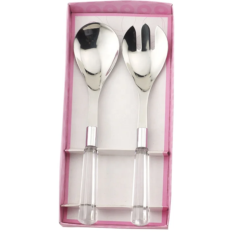 Yangjiang Factory, Salad Serving Set, big spoon and fork, marble print handle, SEMTA Audit
