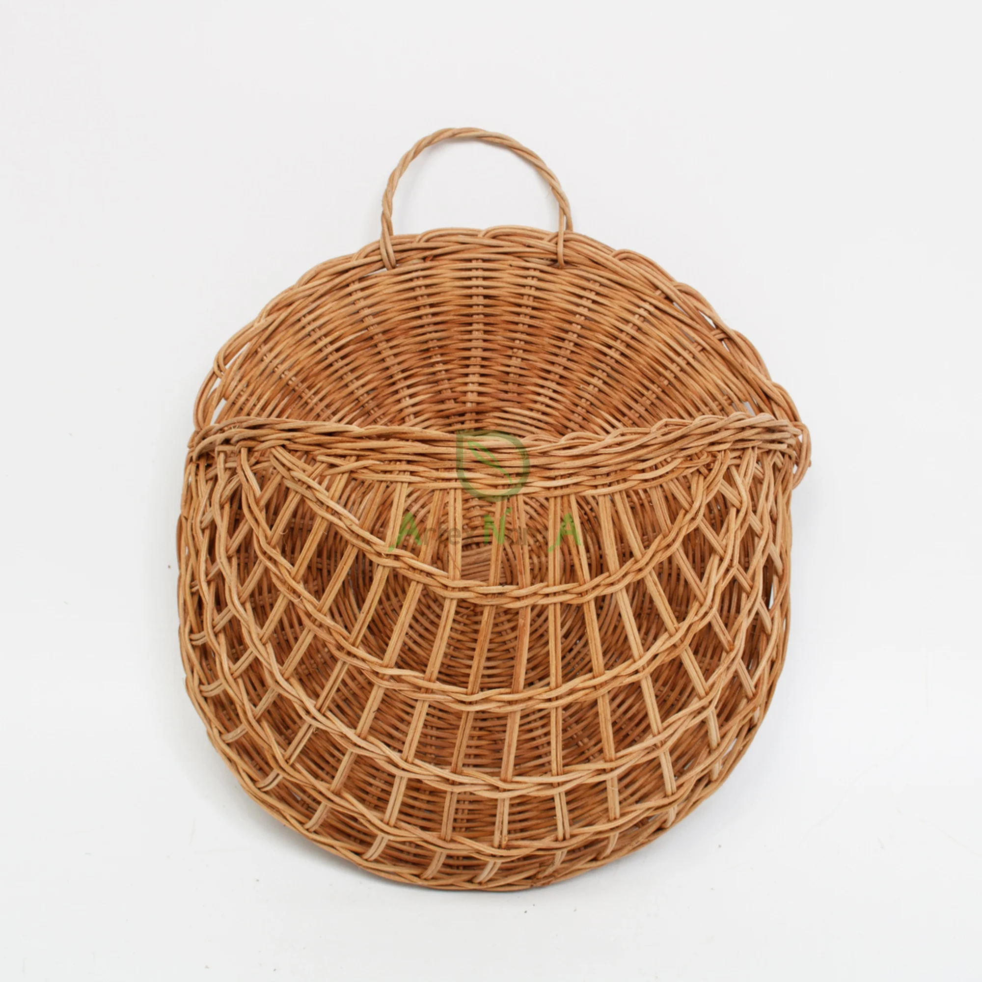 Rattan semi circle hanging basket/kitchen storage wicker hanging fruit basket/wall mounted flower basket decor