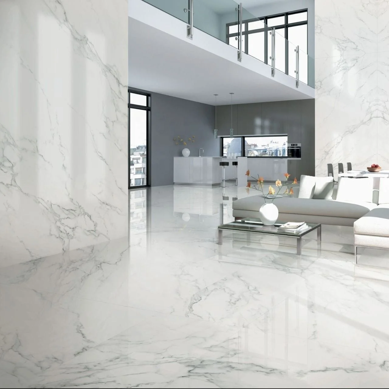 Large Format 1200x2400 Anti-Slip Unbreakable Water-Resistant Interior Construction Glazed Tiles Modern Marble Slab Floor Tile
