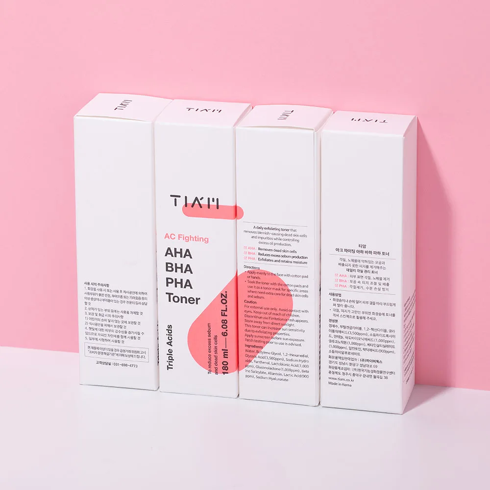 TIAM 180ml AC Fighting Korean Skin Toner with AHA BHA PHA Panthenol for Dry Skin for Adults