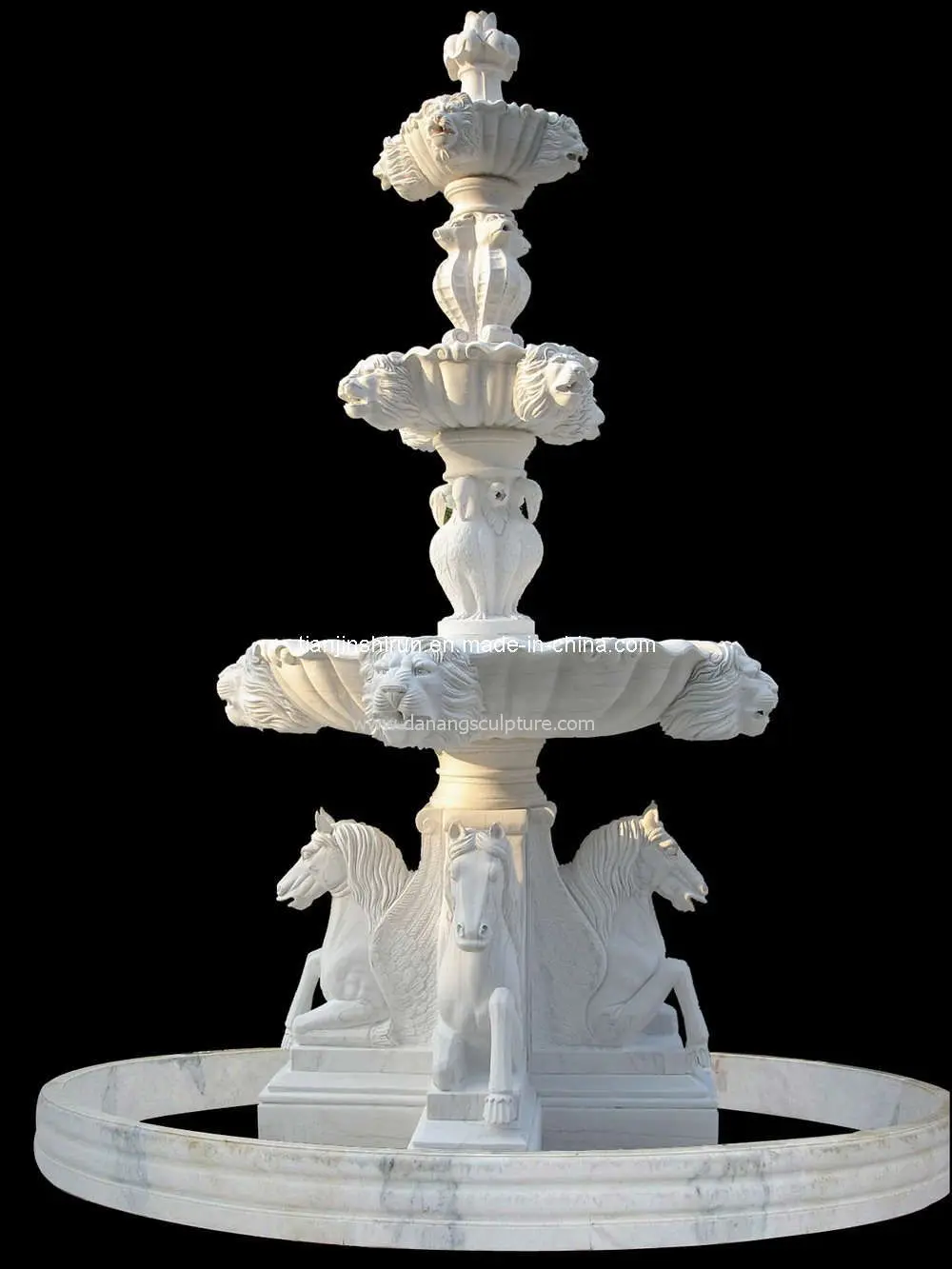 Custom Carved 3-Tier Outdoor White Marble Stone Garden Water Fountain Handmade round Granite Basalt & Sandstone Outdoor Decor