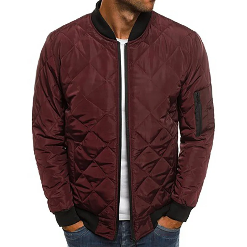 
2021 New High Quality Size Silk Premium Custom Made Warm Down Plain Dyed Bomber Jacket Waterproof Puffer Quilted Jackets For Men 