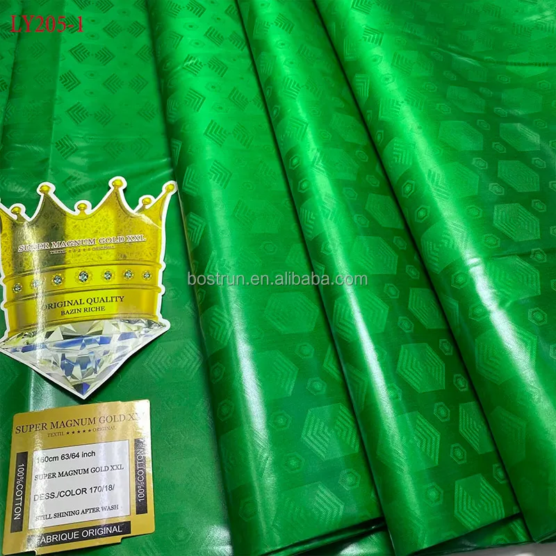 LY205  Original Bazin Riche Fabric Austria Quality Jacquard Guinea Brocade Fabric Cotton Damask Shadda Perfume 5 Meters