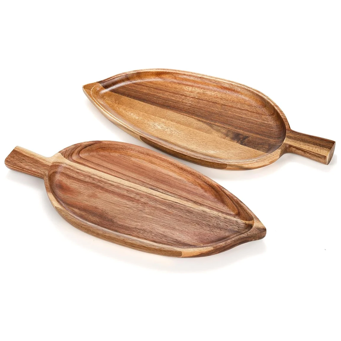 Food Safe Acacia Wood Serving Platters Leaf Shaped Food Serving Tray Small Cheese Platter Board Fruit Charcuterie Dessert Plates