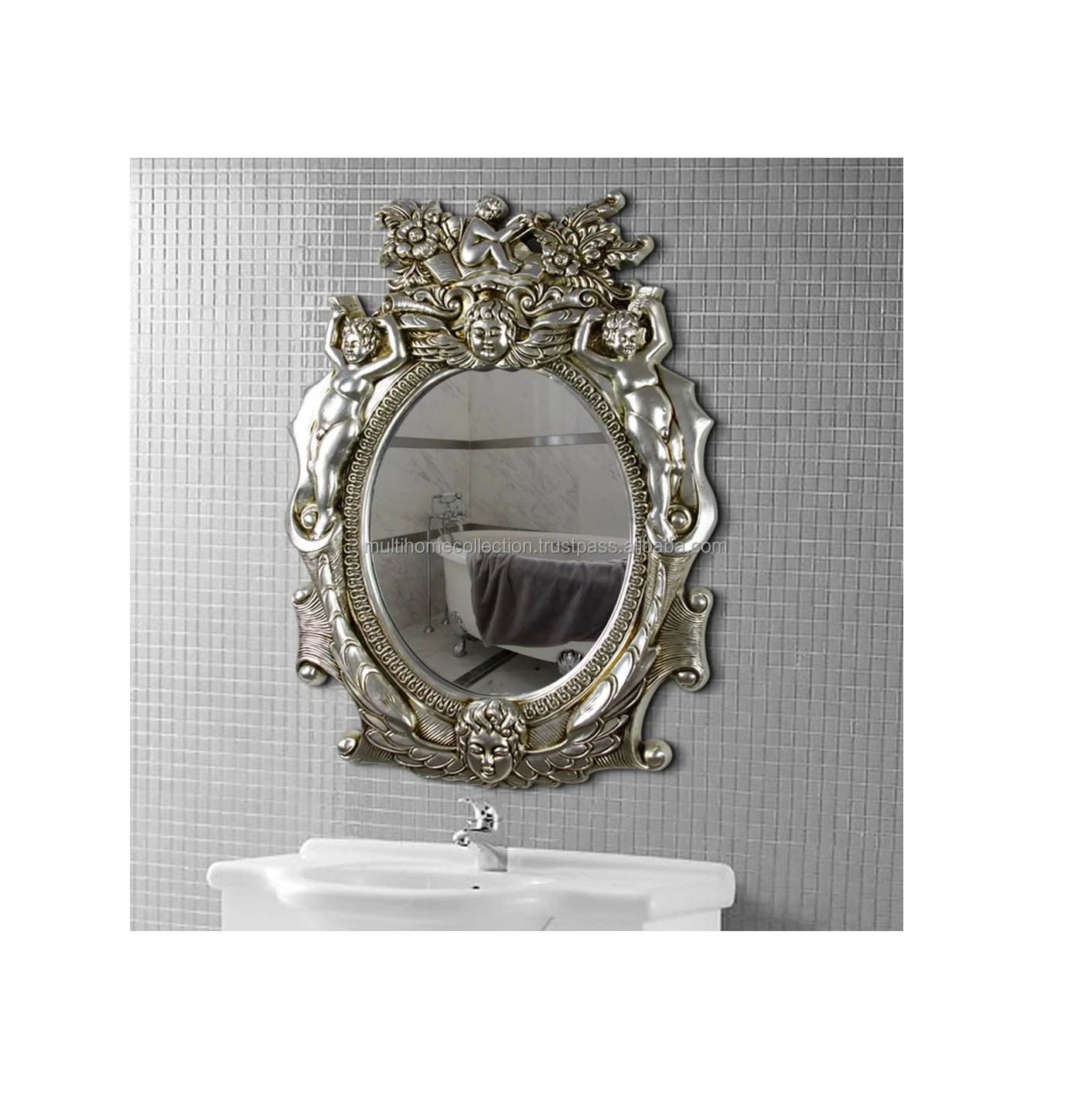 Brazilian Latest Design Wall Mirror For Home Decorative Engrave Embossed Design Wall Mirror With Logo Printed