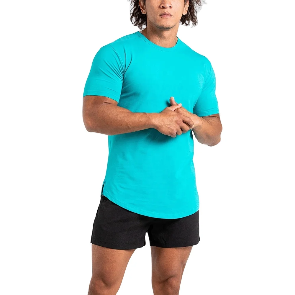 Низкая цена Высококачественная хлопковая ткань однотонная мужская футболка с коротким рукавом и круглым вырезом