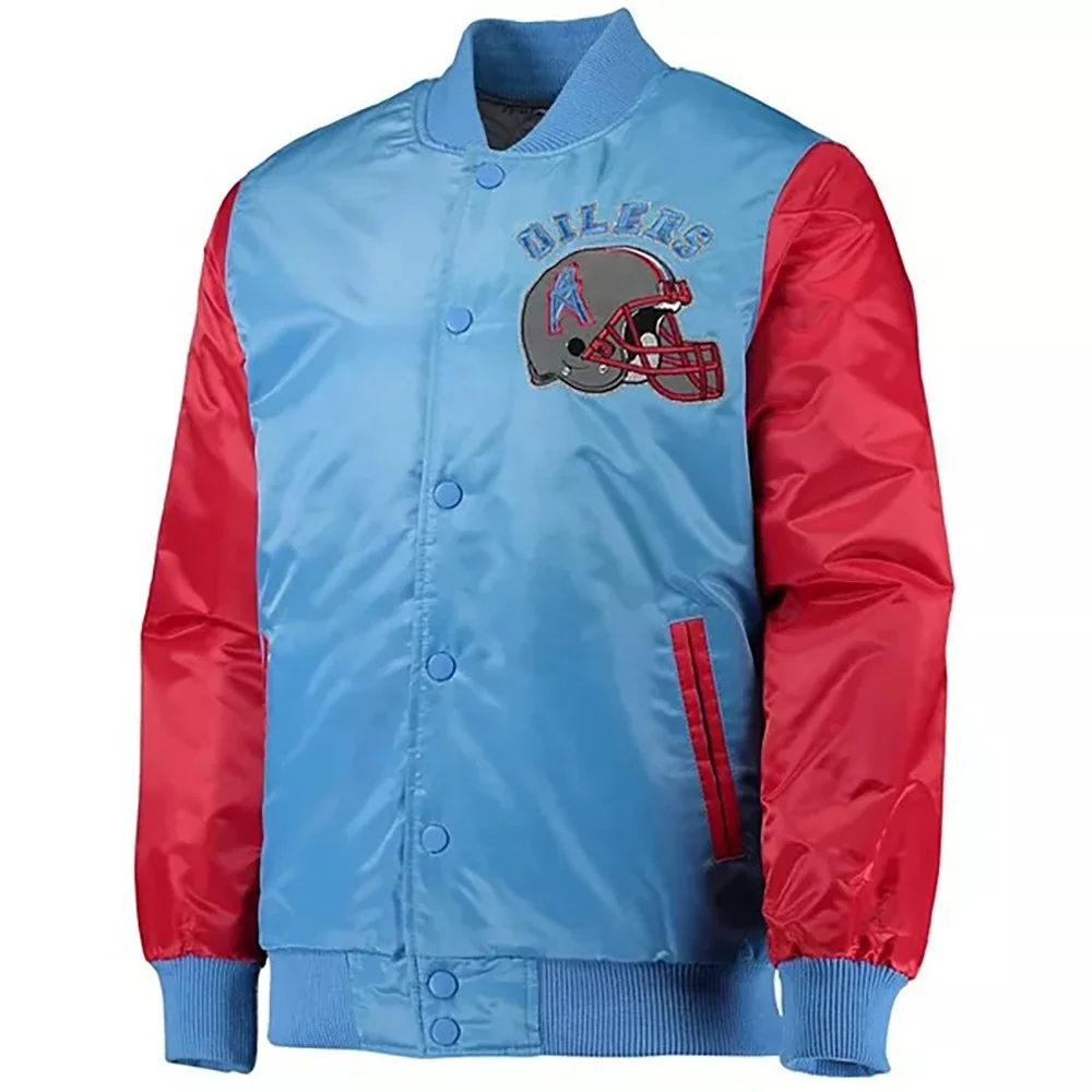 Custom Design College Jacket Team Name Number Starter NFL Batch Embroidered Bomber Satin Jacket