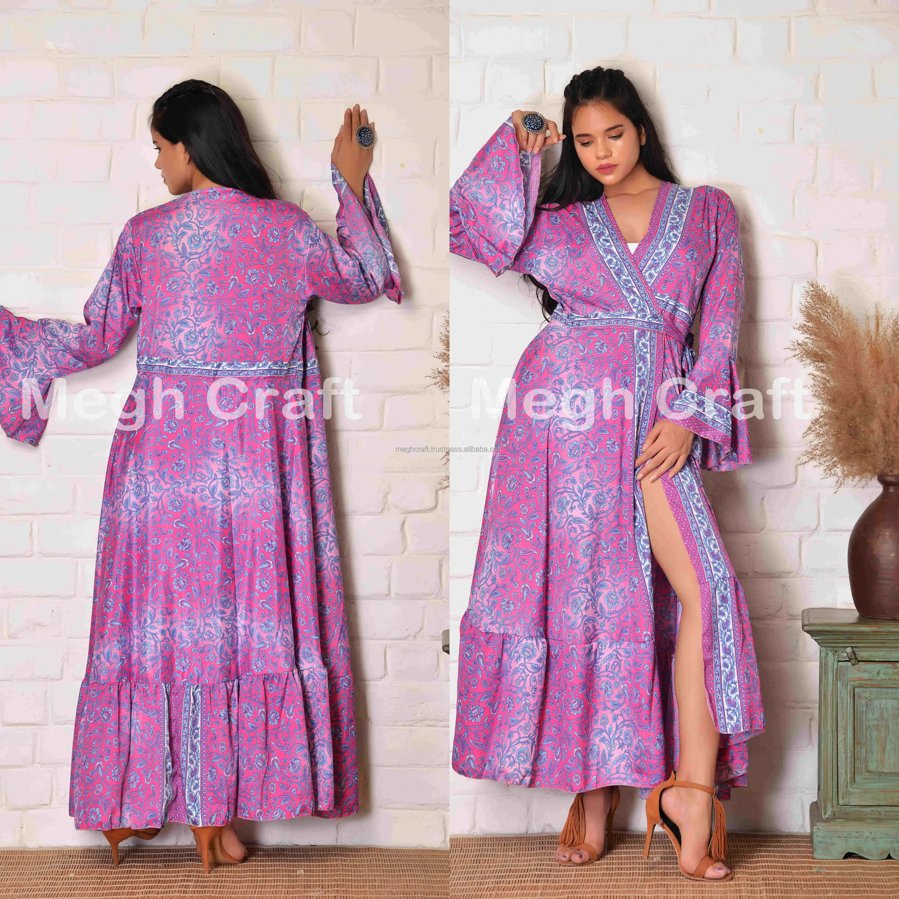 Buy Megh Crafted Bohemian Plus Size Kimono Wrap Dress Summer Fashion Kimono Robe Bikini Wrap Dress Resort Wear
