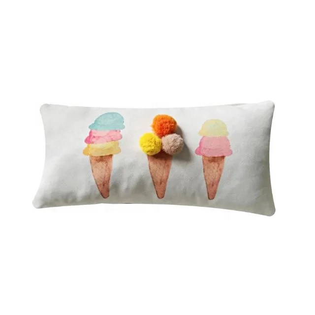 2024 Terylene Simulation Ice Cream Doll Personality Fun Cone Ice Cream Embroidered Plush Doll Cushion Bed Sofa Home Decorations