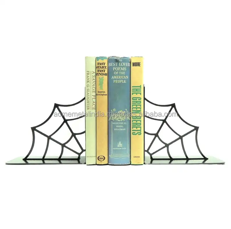 Подставки для книг в виде паутины из черного металла с порошковым покрытием идеально подходят стильных полок и декора стола