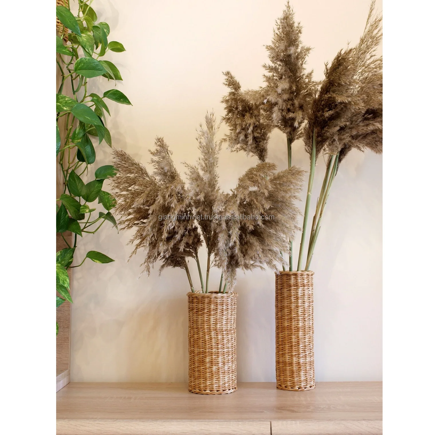 Woven seagrass dried flower vase rattan wicker seagrass vase boho floor vase for home decor