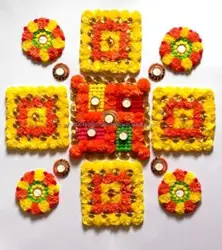 Handmade Marigold Flower Rangoli Decorative Tea Light Holder Candle Holder Diwali Decor Wedding decor Candle Holder