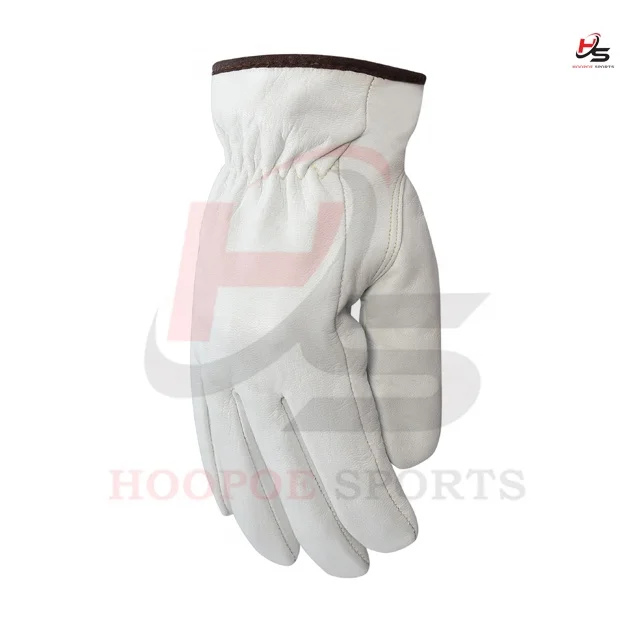 Белые кожаные рабочие перчатки на заказ унисекс защитные с логотипом таможни