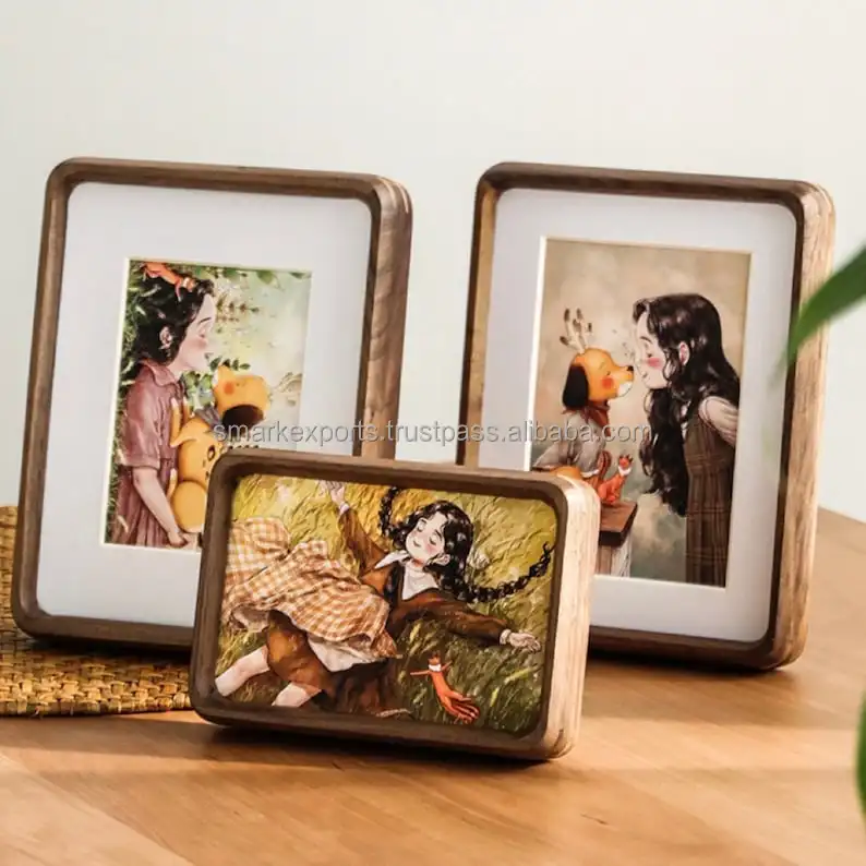 Solid Wood Photo Frame Rustic Walnut Picture Frame Size From 6' to 16' A4 A3 Hardwood Frame Anniversary Birthday Gift