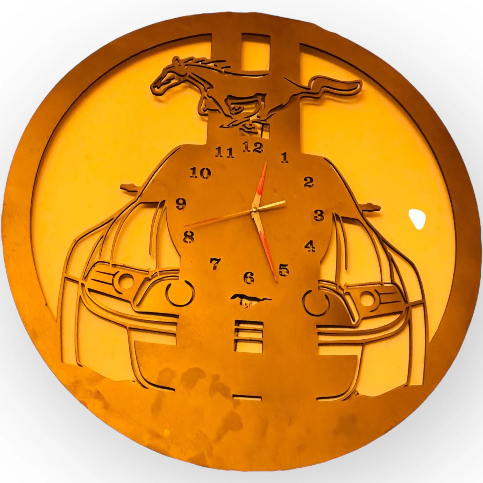 Деревянные настенные часы с изображением лошади фэн-шуй