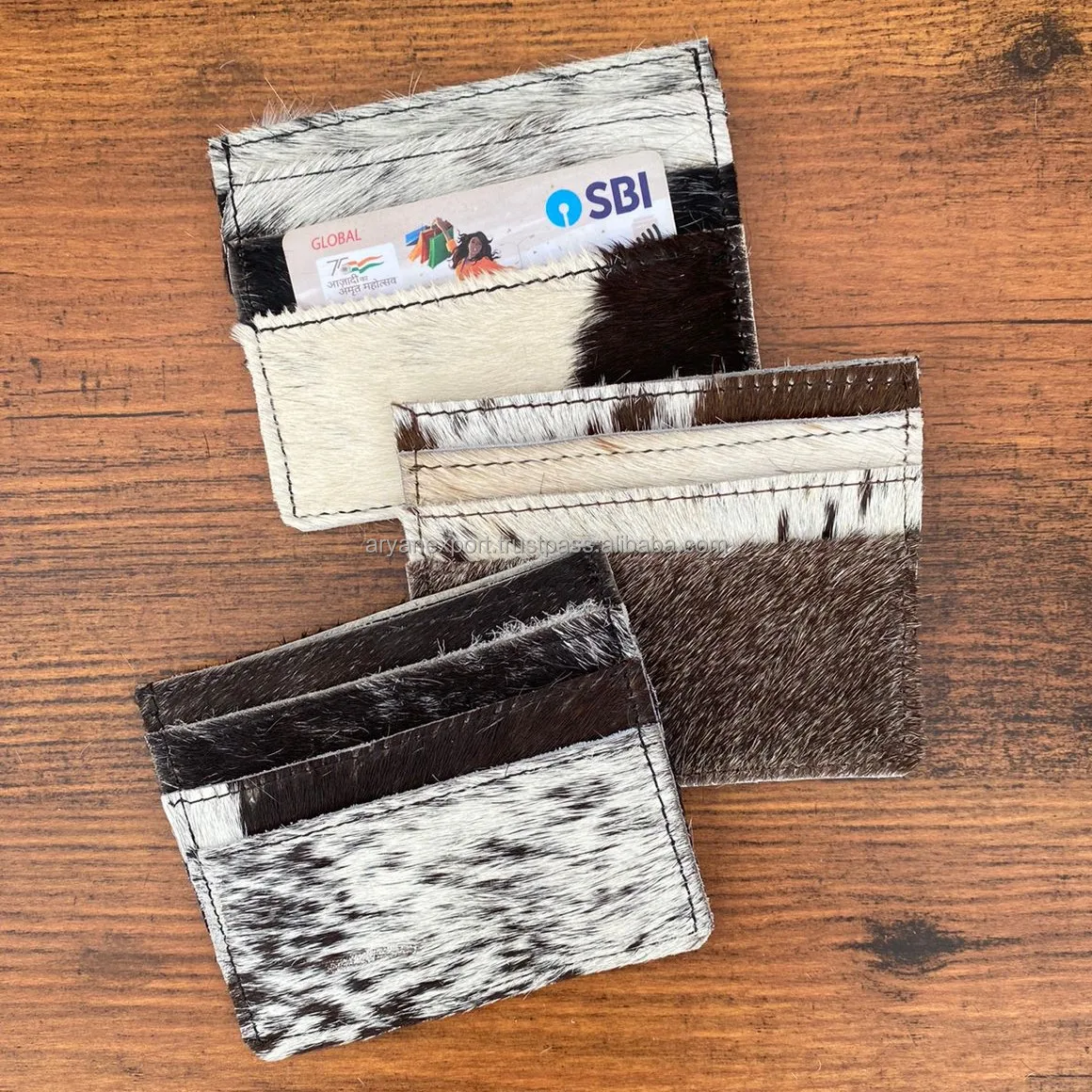 Attractive Stylish Unisex Cowhide Fur Leather ATM Card Holder Wallet For Credit Cards ID