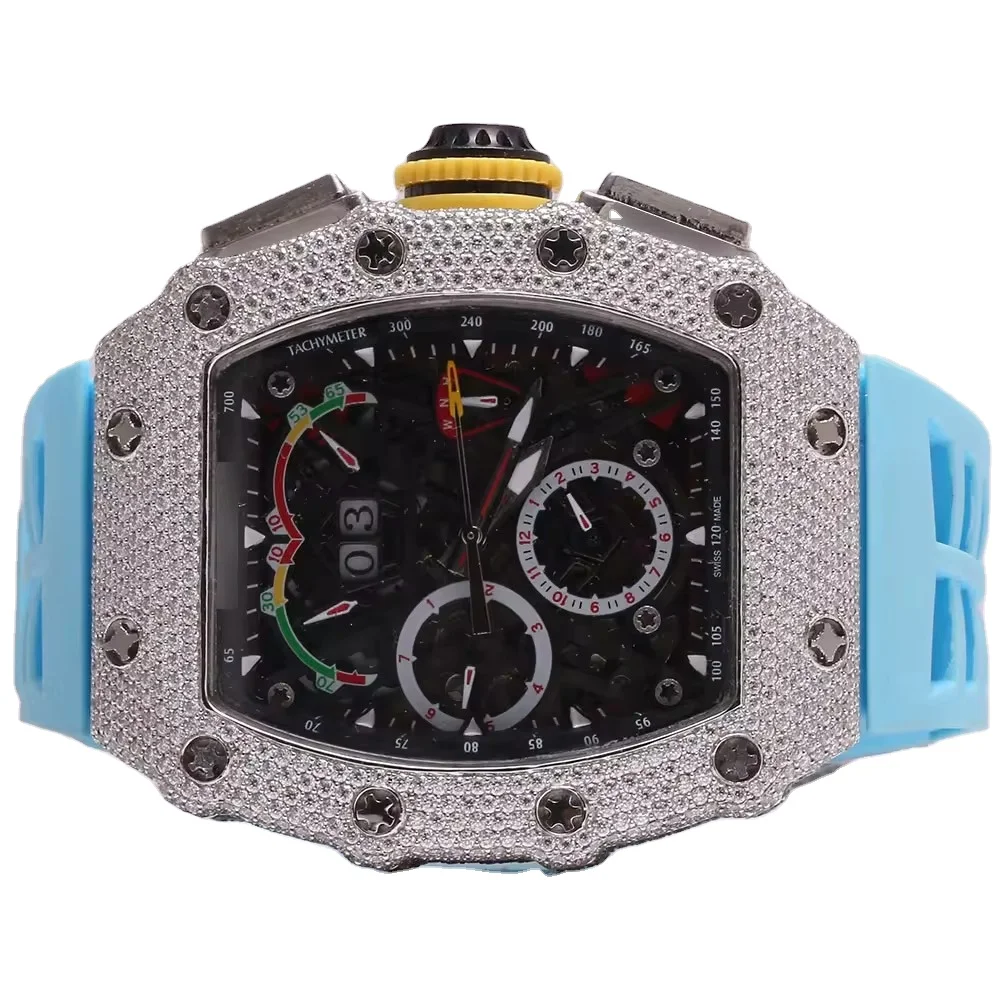 Pass Diamond Tester new  Custom Fashion  D Color VVS Iced Out Watch Moissanite Diamond  bust down custom watch