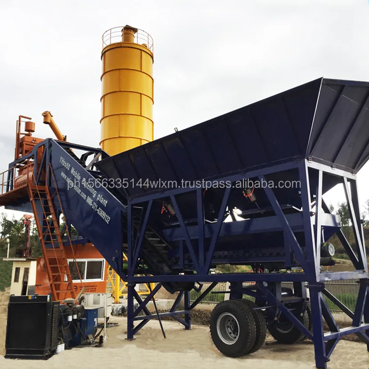 Small capacity 25m3/H mobile cement batch mixing mini concrete plant in philippines