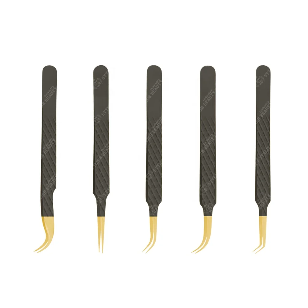 False Lash Application Tools Japanese stainless steel lash tweezer with customized packing eyelash tweezers set