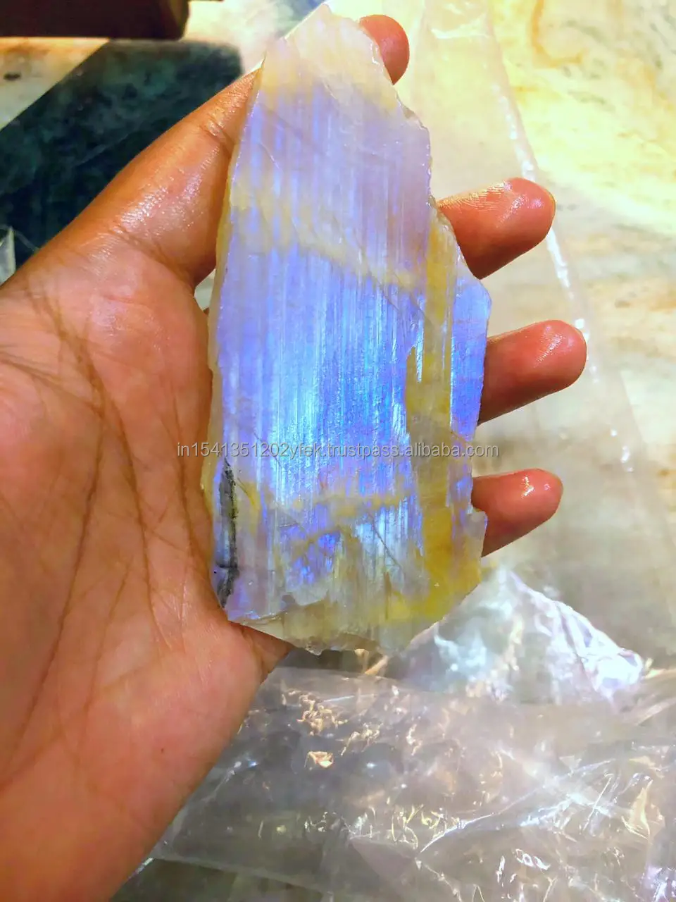 peach rainbow moonstone raw slabs