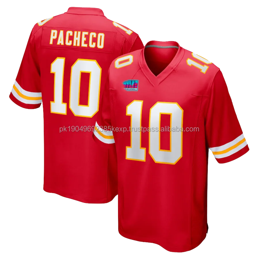 Patrick Mahomes Jersey High Quality Sports 10 Isiah Pacheco 9 Smith-schuster American Football Super Uniform