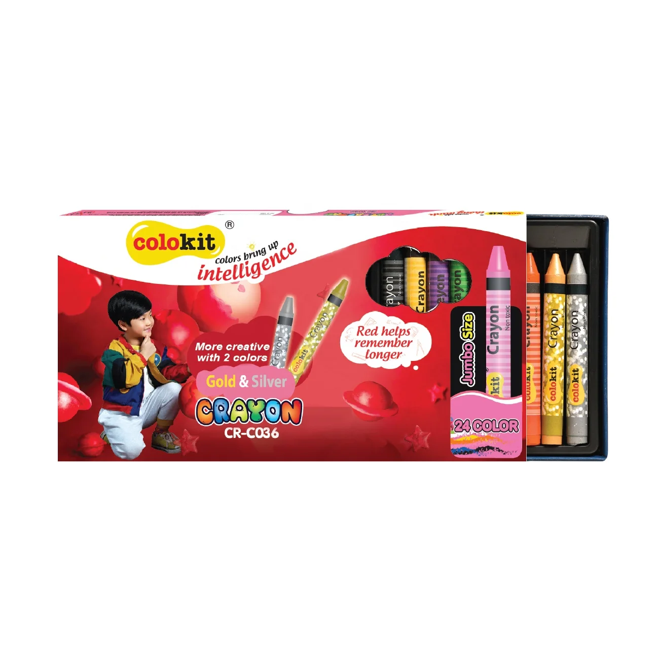 Drawing Good Price Art Paper Canvas High Quality School Supplies 24 Colors CR-C036 Jumbo Wax Caryon Crayons