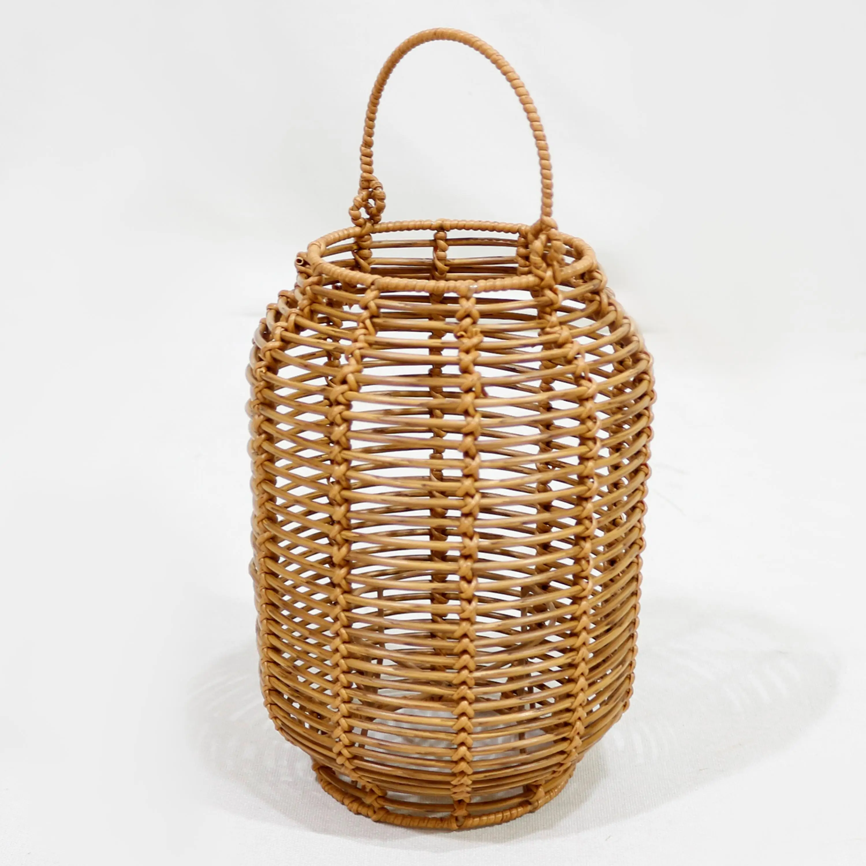 Comehome-SET OF 2 Handmade Natural Handwoven Floor Standing Wicker Lights With Handles For Living Home Decor Corner Decoration