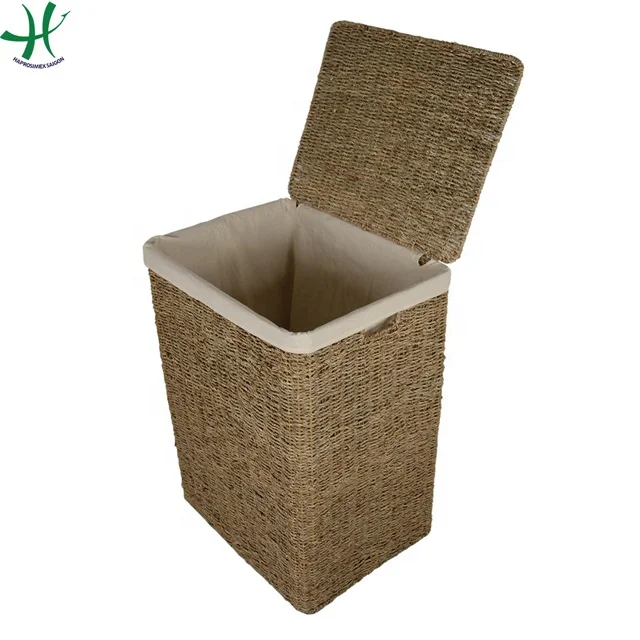Rectangular natural seagrass laundry baskets with lining inside, home storage & organization  (HS 3712/3)