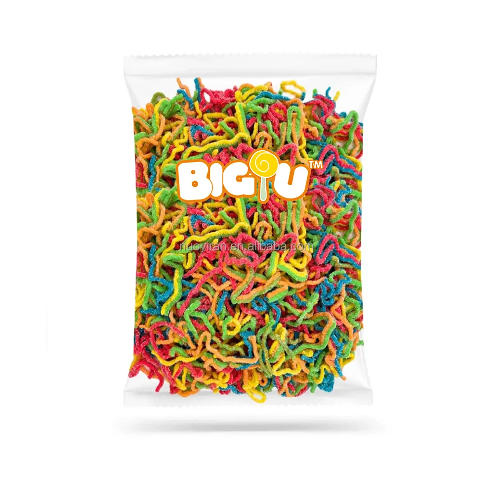 Factory direct sale Support customization bulk sour gummy candy Halal Noodle shape sour belt liquorice candy strips