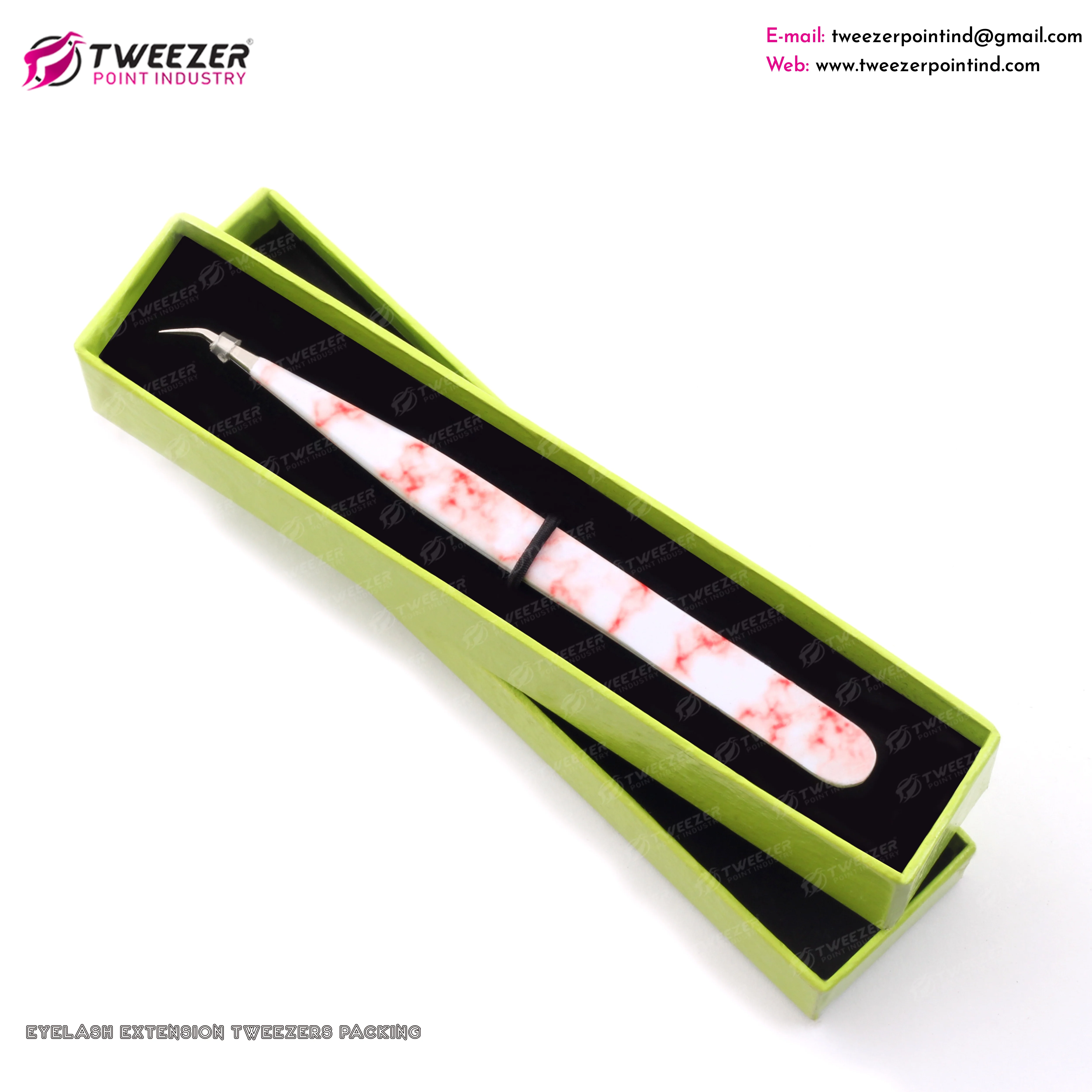Curved Tweezers with 1 pc box packing Eyelash Extension Tweezers paper coated Tweezers Perfect choice For Professionals