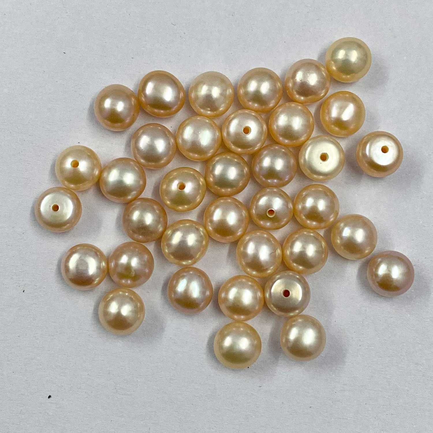 7mm Natural Yellow Color Freshwater Pearl Stone Flatback Round Shape Gemstone For Jewelry Making Factory Price From Manufacturer