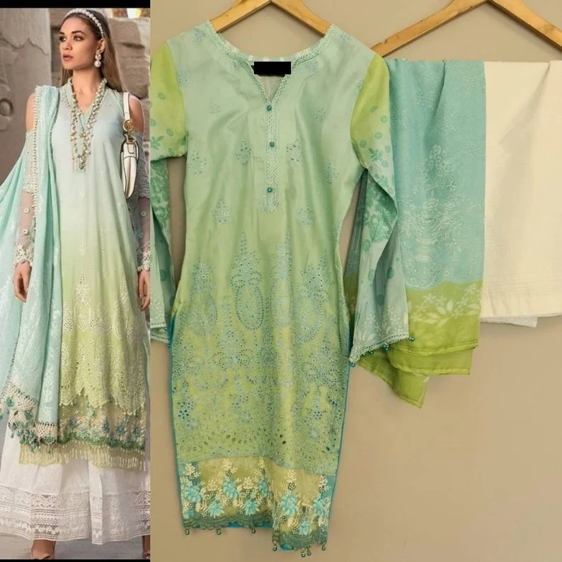 Indian Pakistani Heavy Embroidery Work Suit Ready Made Shalwar Kameez clothes Hot Selling Dress 2021