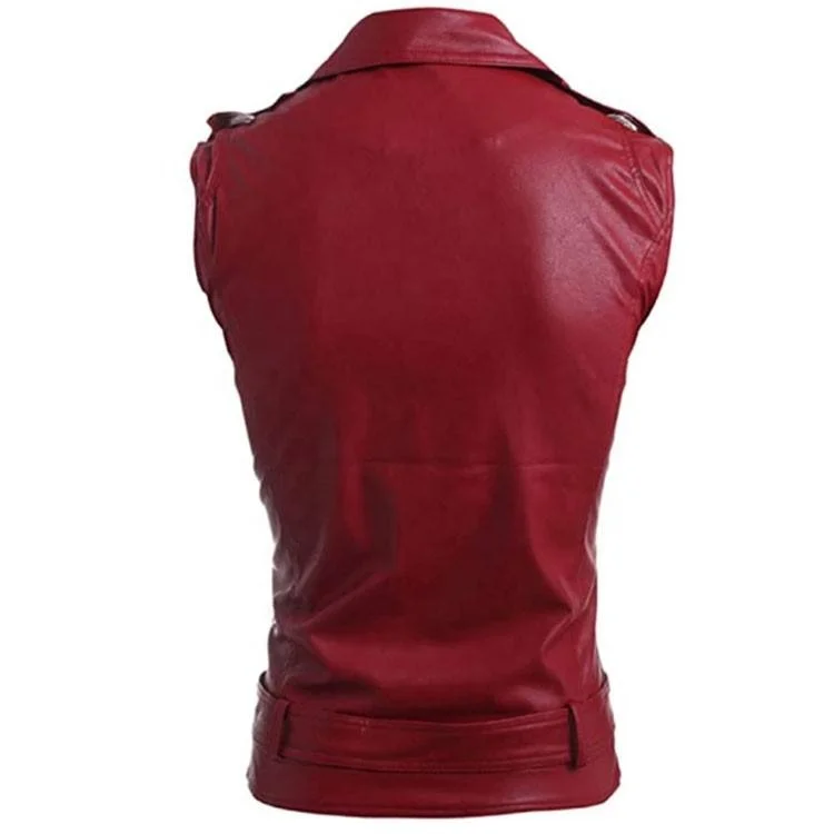 Winter Mens Leather Vest Red High Quality Womens Leather Vests Custom Factory Wholesale OEM