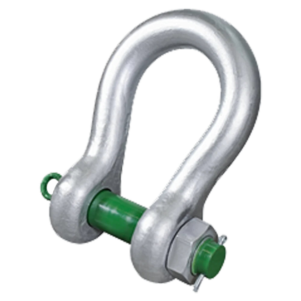 High Strength Green Pin P6036 300Ton High Load Capacity Alloy Steel Bow Shackle With Safety Bolt Connection Link