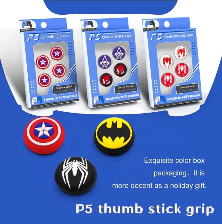 Soft Rubber Silicone Printing Thumb Grip Cover x 4 for PS5, PS4, Xbox Series X/S, Xbox One for Thumb Grip